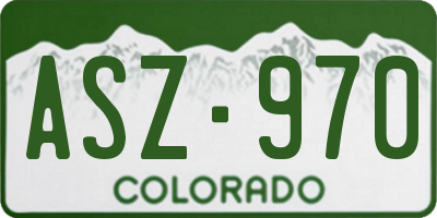 CO license plate ASZ970