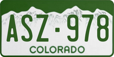 CO license plate ASZ978