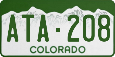 CO license plate ATA208