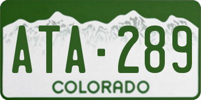 CO license plate ATA289