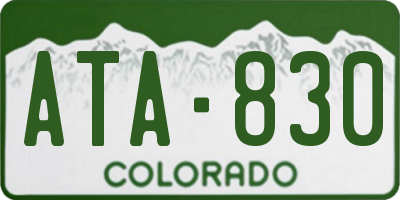 CO license plate ATA830