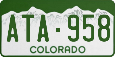 CO license plate ATA958