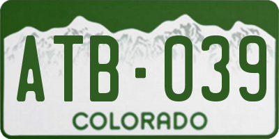 CO license plate ATB039