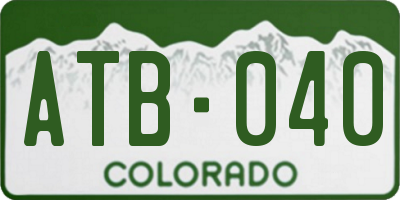 CO license plate ATB040