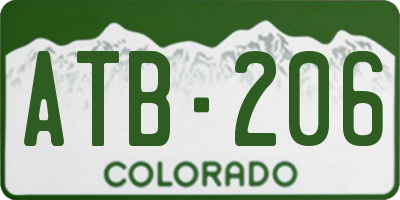 CO license plate ATB206