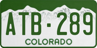 CO license plate ATB289