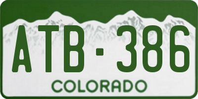 CO license plate ATB386