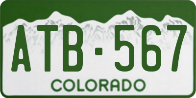 CO license plate ATB567