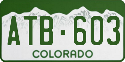 CO license plate ATB603