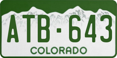 CO license plate ATB643