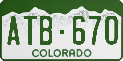 CO license plate ATB670