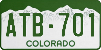 CO license plate ATB701