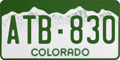 CO license plate ATB830
