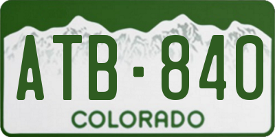 CO license plate ATB840