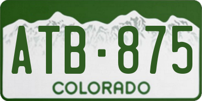 CO license plate ATB875
