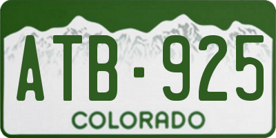 CO license plate ATB925
