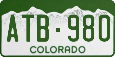 CO license plate ATB980