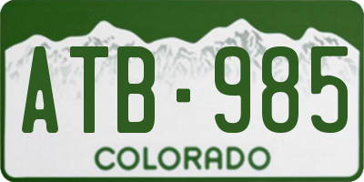 CO license plate ATB985
