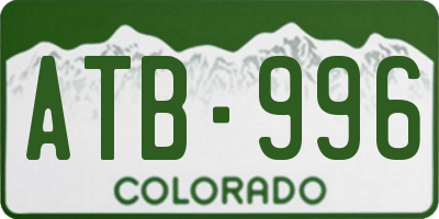 CO license plate ATB996