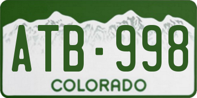 CO license plate ATB998
