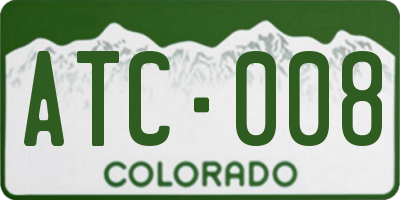CO license plate ATC008