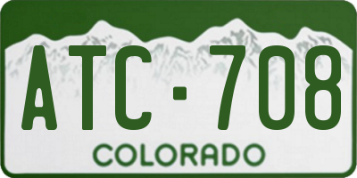 CO license plate ATC708