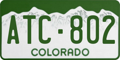 CO license plate ATC802