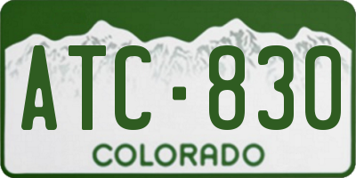 CO license plate ATC830