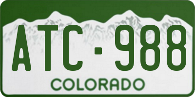 CO license plate ATC988