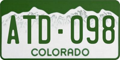 CO license plate ATD098
