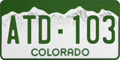 CO license plate ATD103