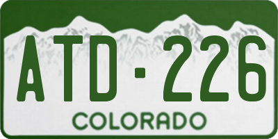 CO license plate ATD226