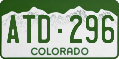 CO license plate ATD296