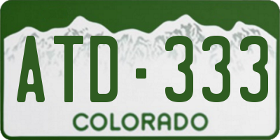 CO license plate ATD333