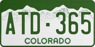 CO license plate ATD365