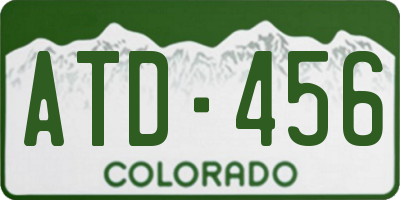 CO license plate ATD456