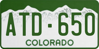 CO license plate ATD650