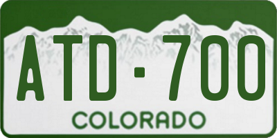 CO license plate ATD700