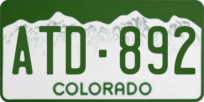 CO license plate ATD892