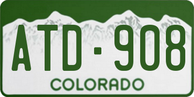 CO license plate ATD908