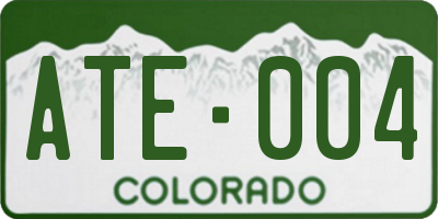 CO license plate ATE004