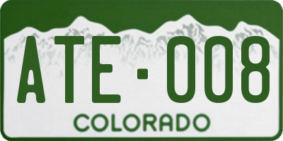 CO license plate ATE008