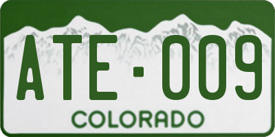 CO license plate ATE009
