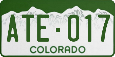 CO license plate ATE017