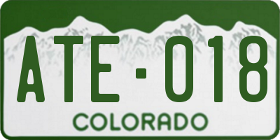 CO license plate ATE018