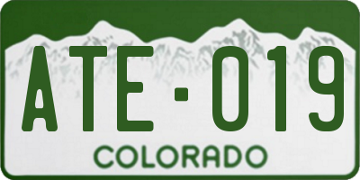 CO license plate ATE019