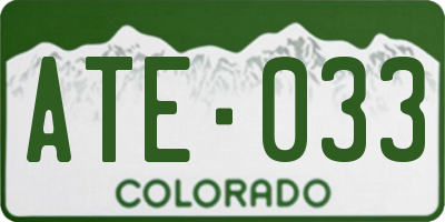 CO license plate ATE033
