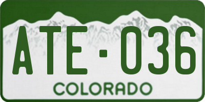 CO license plate ATE036
