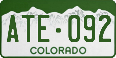 CO license plate ATE092