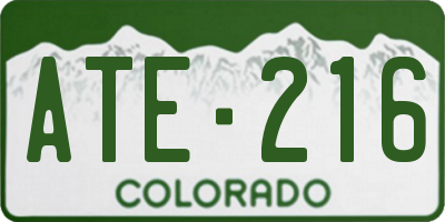 CO license plate ATE216